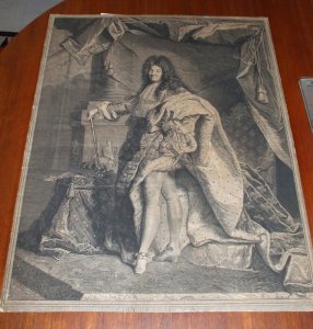 Nettoyage d'une gravure au burin, représentant Louis XIV