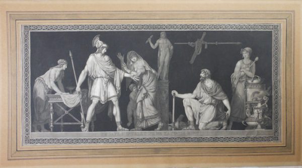 Restaurateur de gravures, restauration d'une manière noire collée sur un carton acide