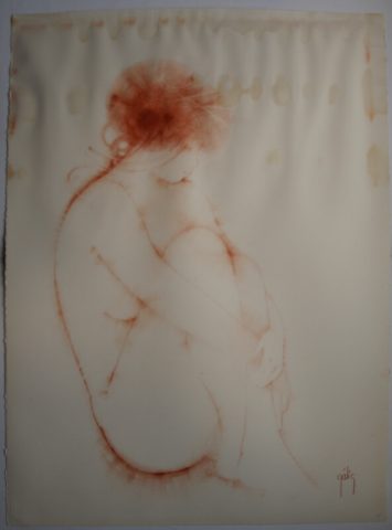restauration d'un dessin au crayon sanguine